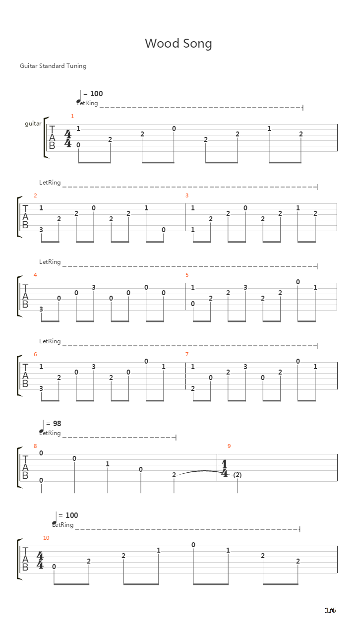 Wood Song吉他谱