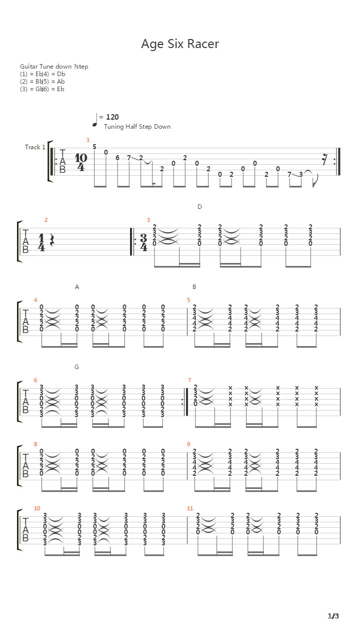 Age Six Racer吉他谱