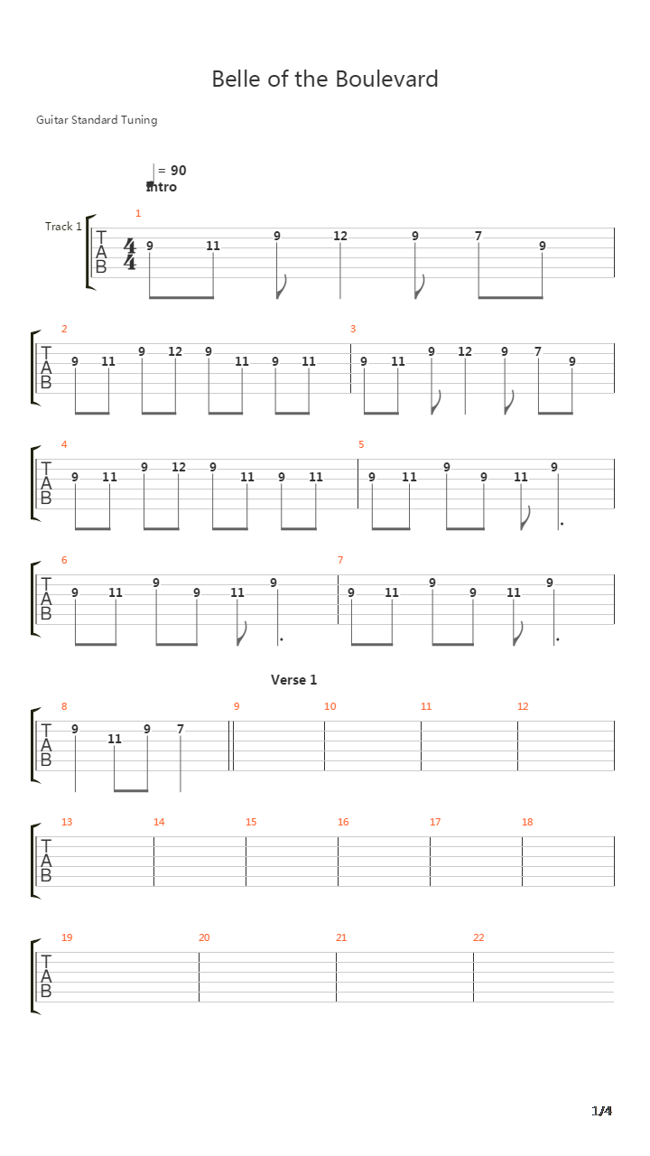 Belle Of The Boulevard吉他谱
