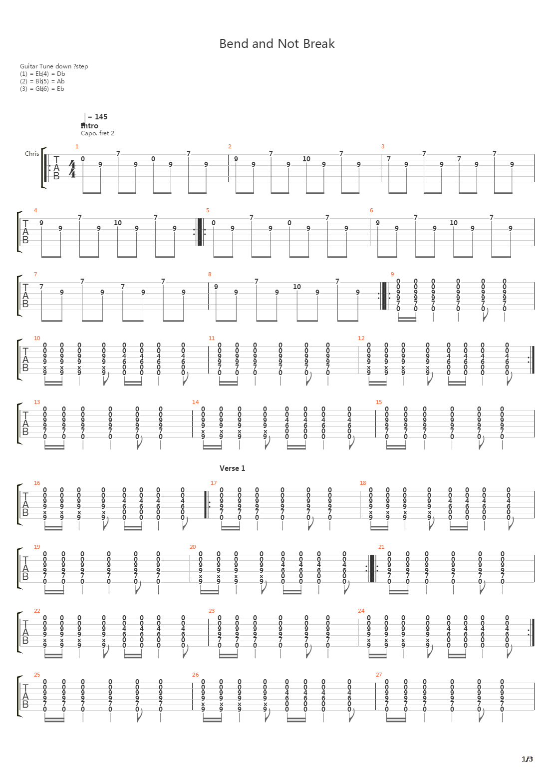 Bend And Not Break吉他谱