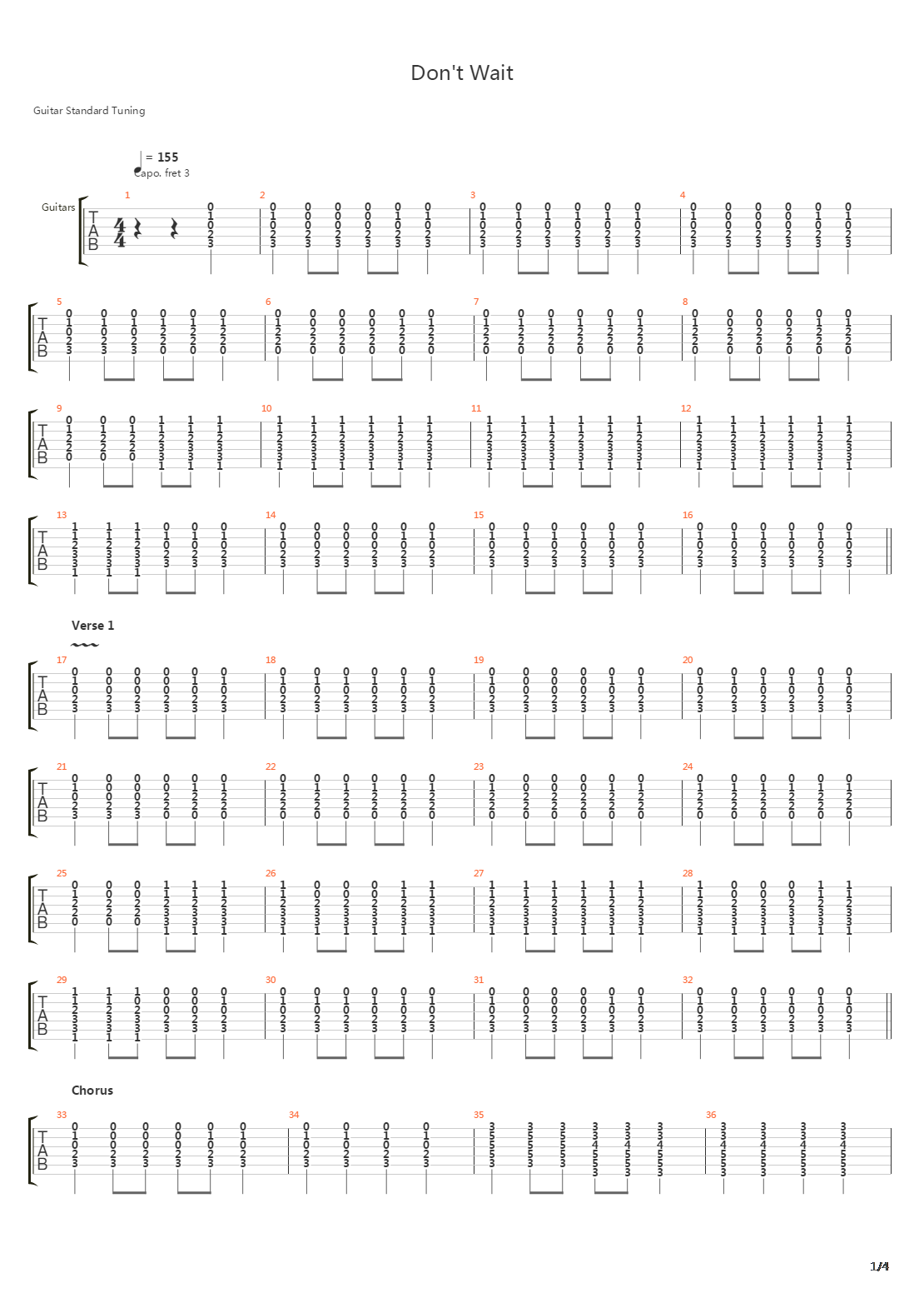 Dont Wait吉他谱