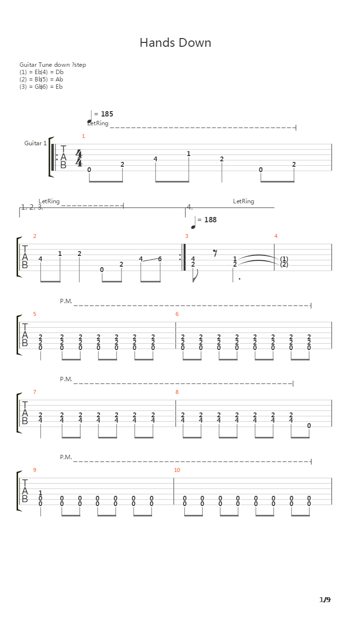 Hands Down吉他谱