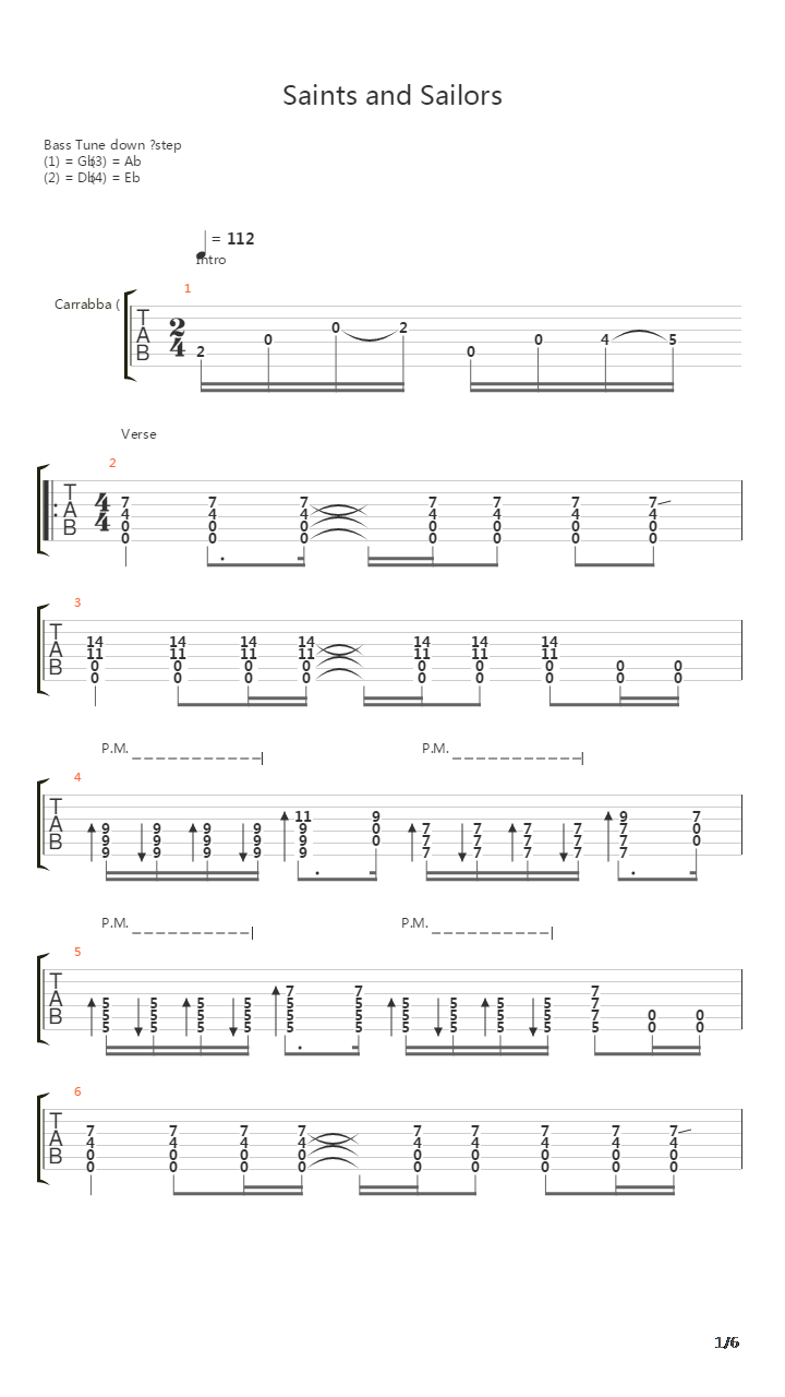 Saints And Sailors吉他谱