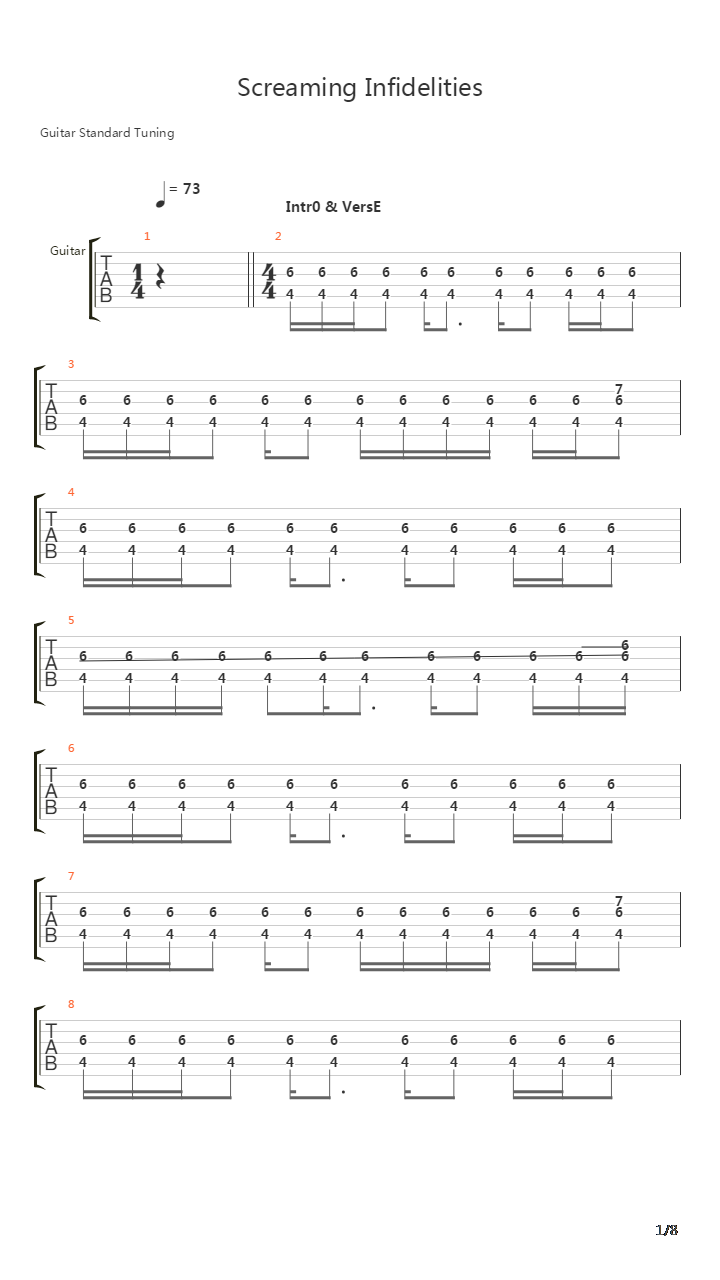 Screaming Infidelities吉他谱
