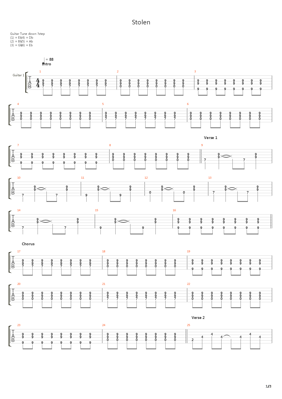 Stolen吉他谱