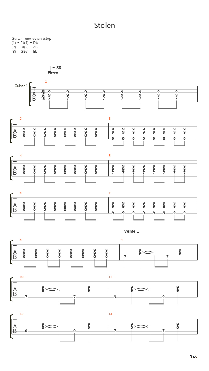 Stolen吉他谱