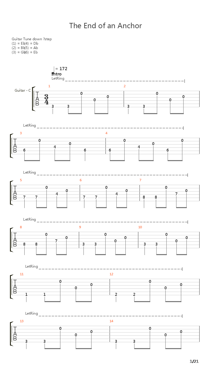 The End Of An Anchor吉他谱