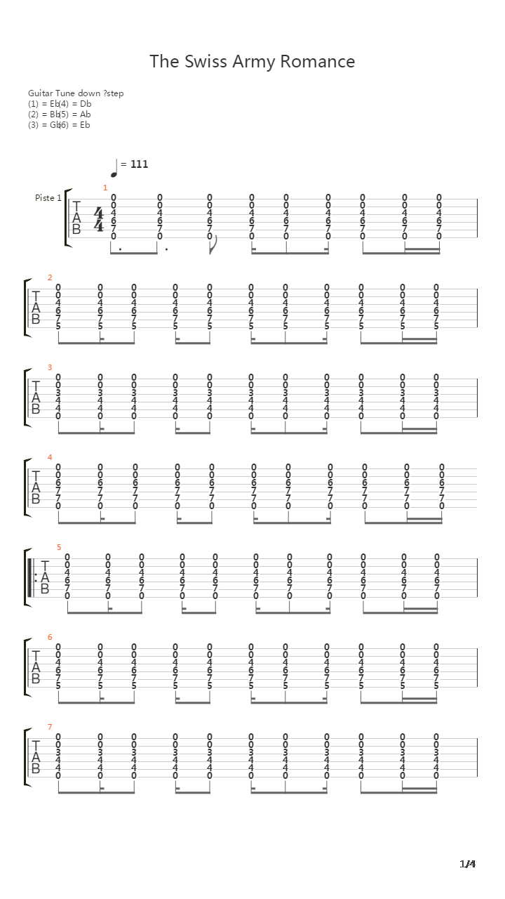 The Swiss Army Romance吉他谱