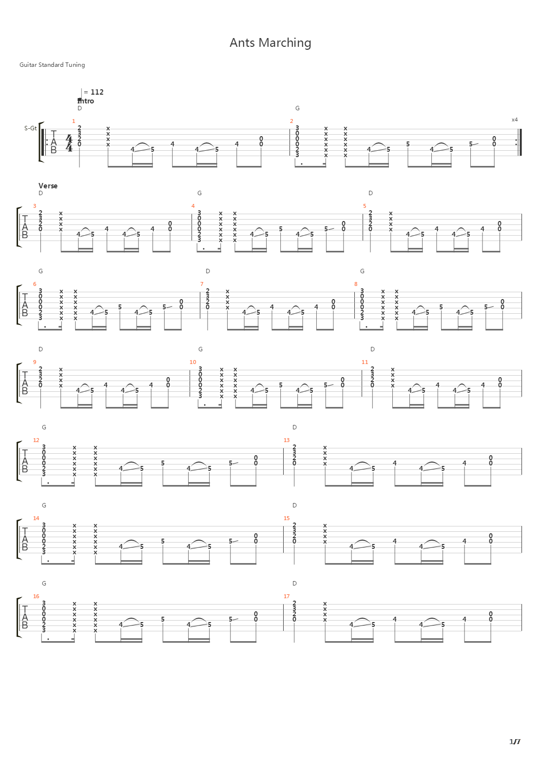 Ants Marching吉他谱