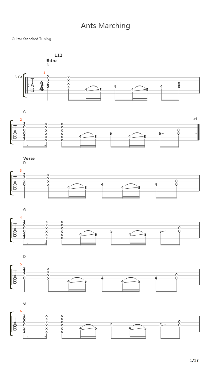 Ants Marching吉他谱