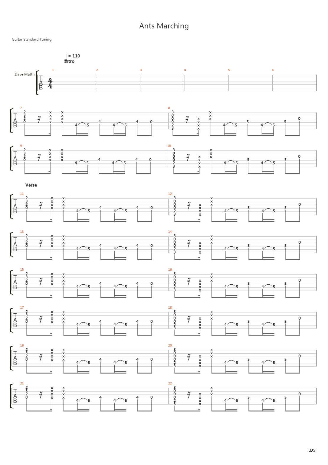 Ants Marching吉他谱