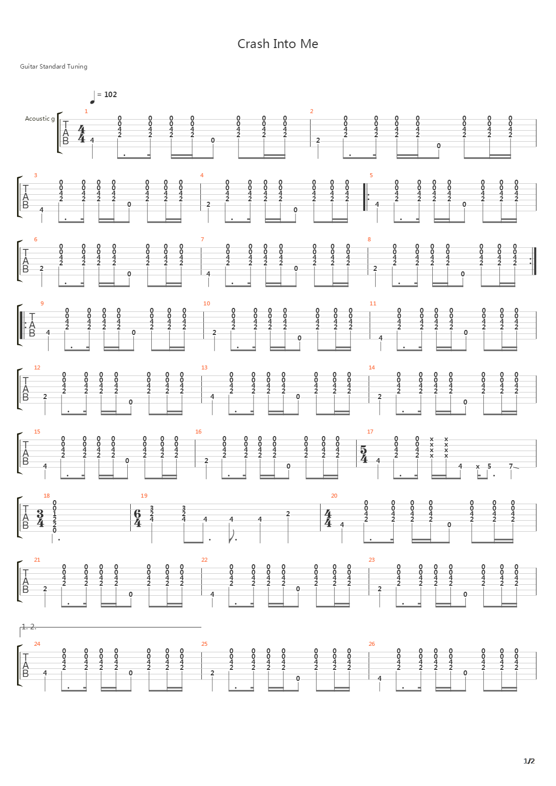 Crash Into Me吉他谱