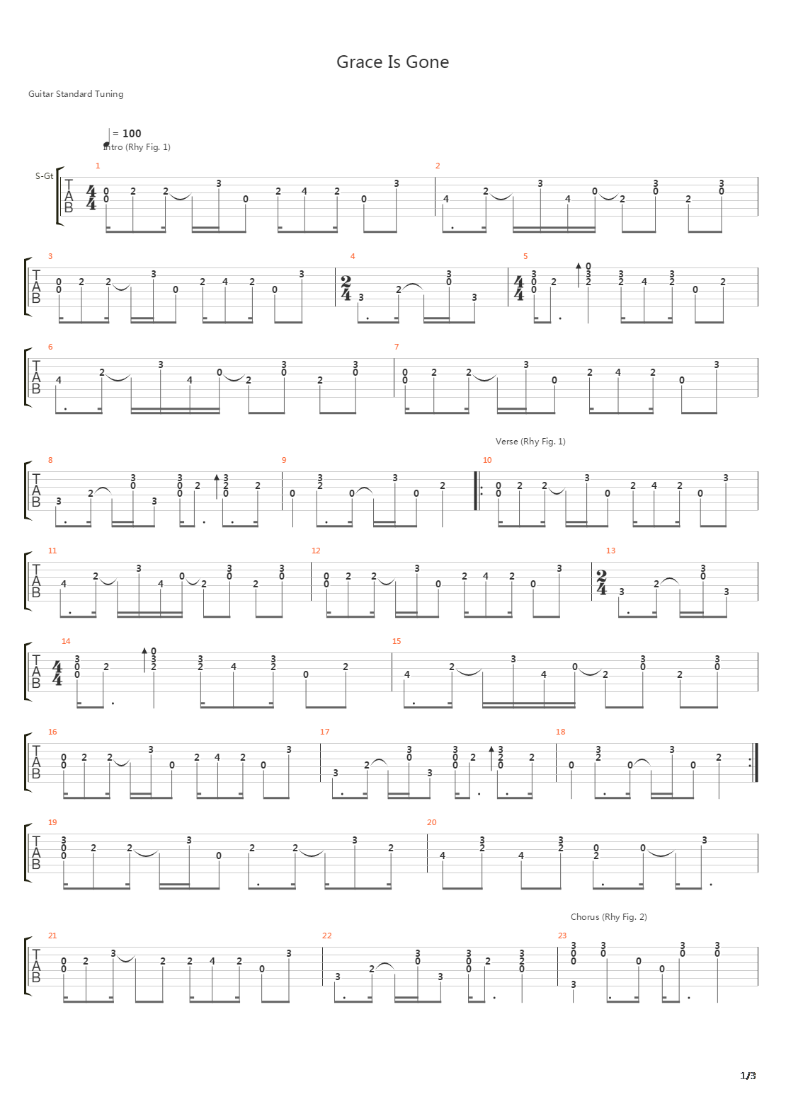 Grace Is Gone吉他谱