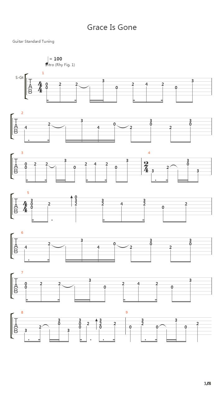 Grace Is Gone吉他谱