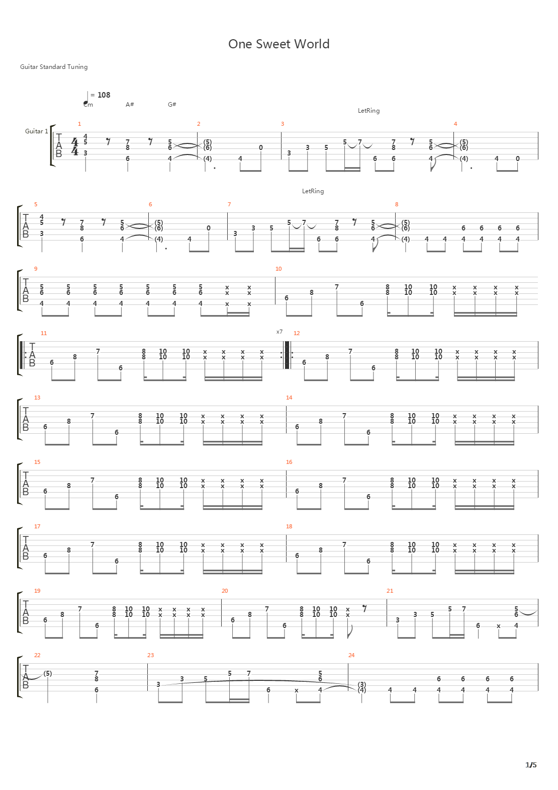 One Sweet World吉他谱