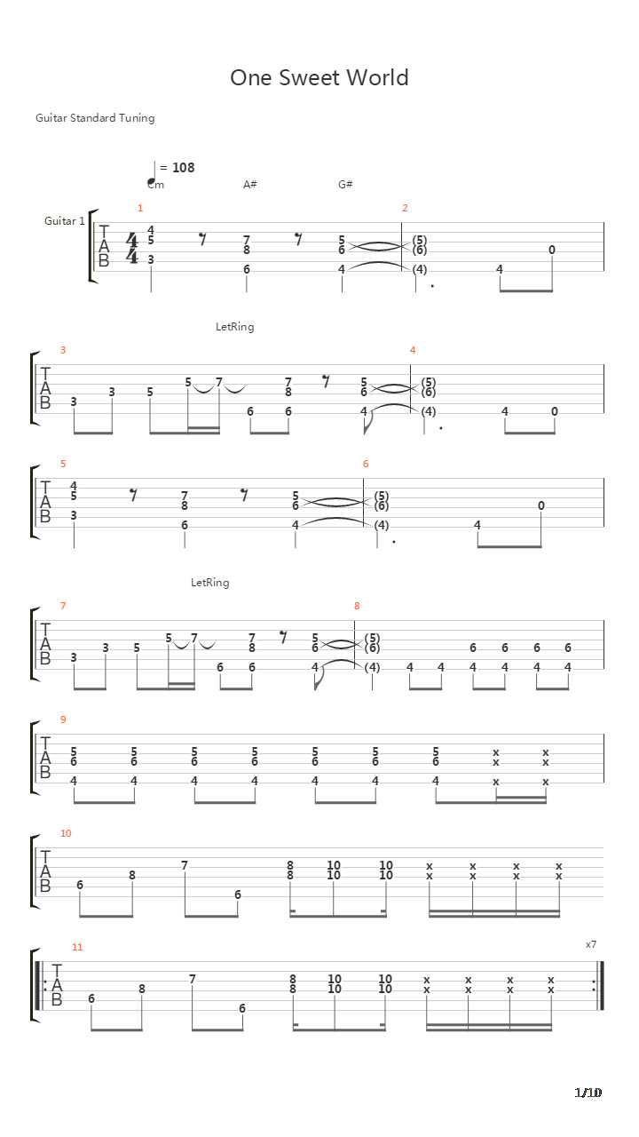One Sweet World吉他谱
