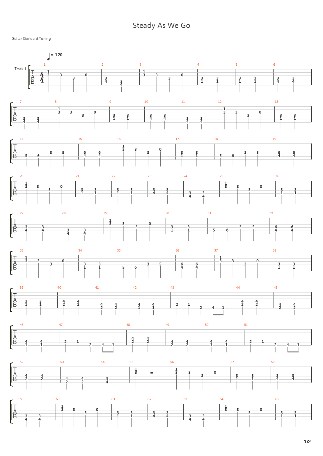 Steady As We Go吉他谱