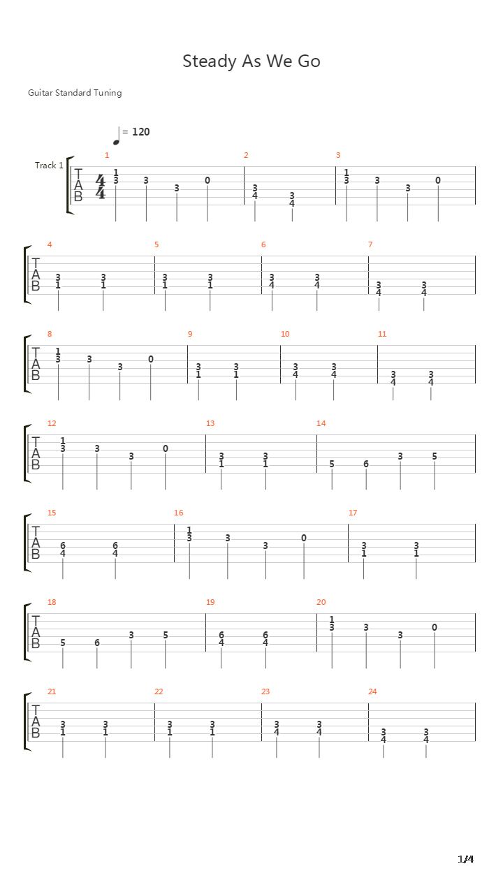 Steady As We Go吉他谱