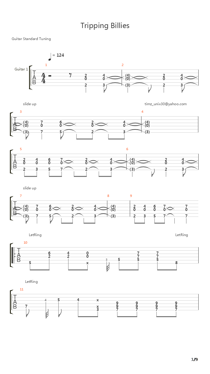 Tripping Billies吉他谱