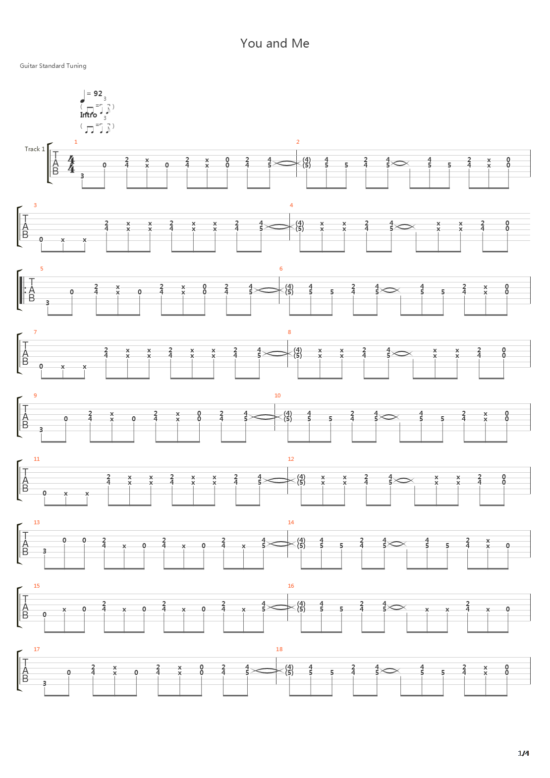 You And Me吉他谱