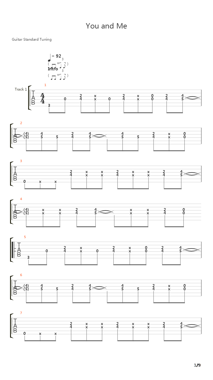 You And Me吉他谱