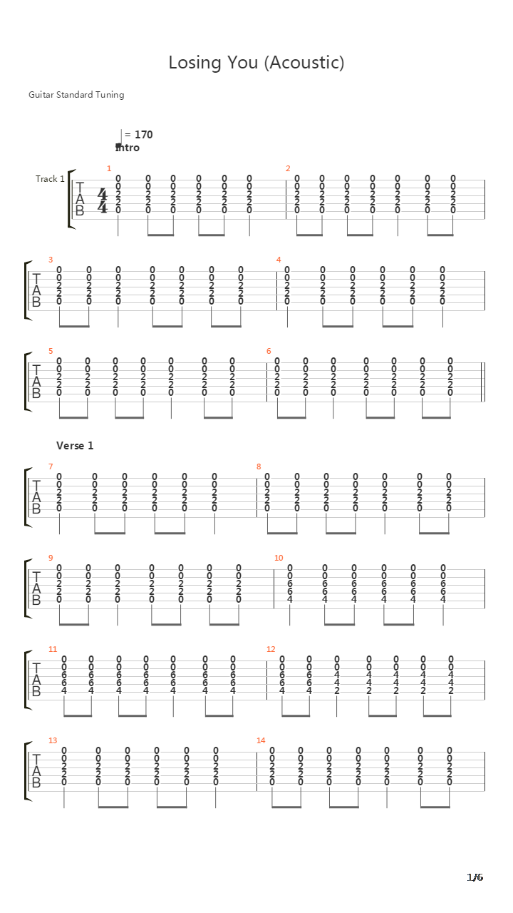 Losing You吉他谱