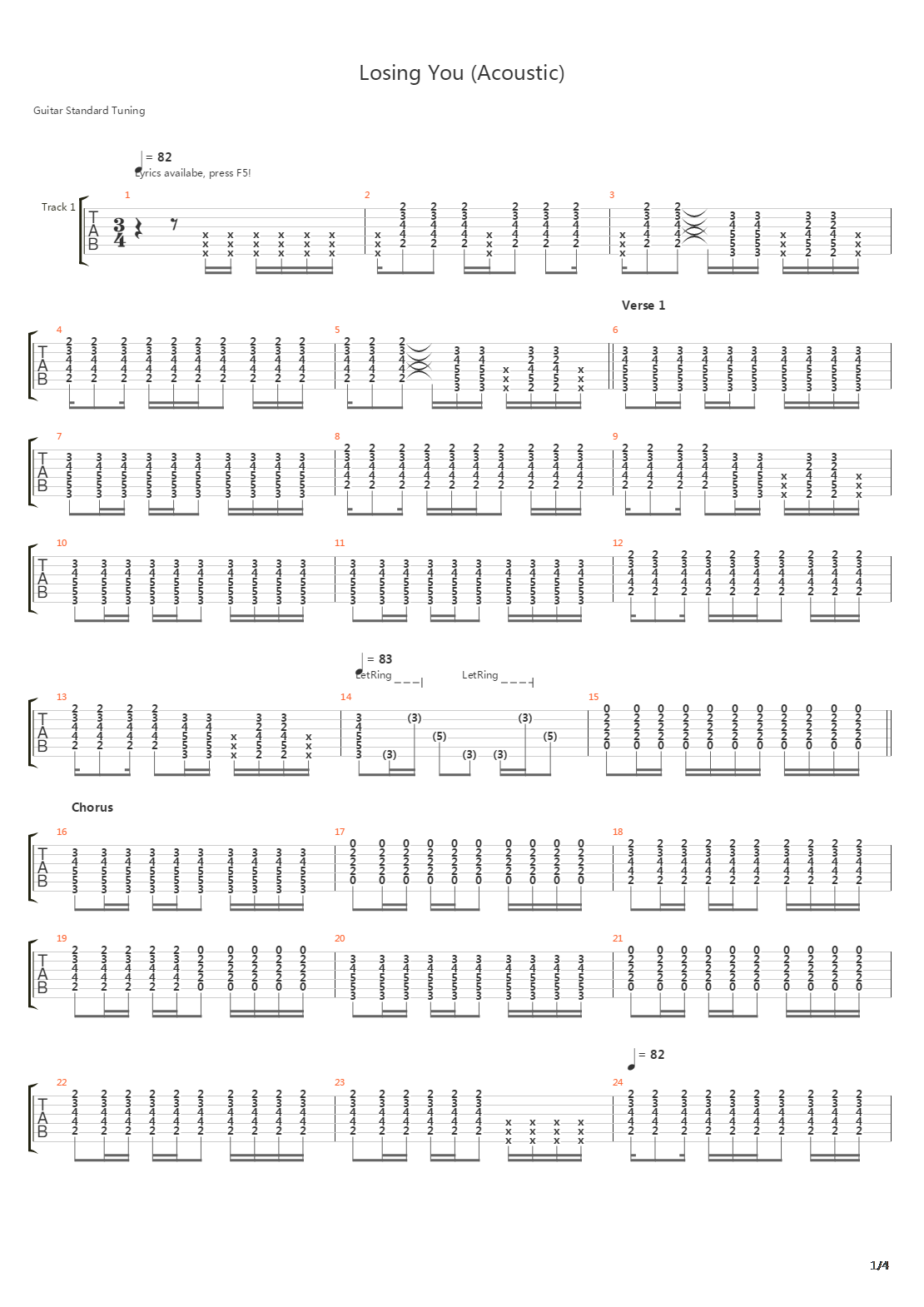 Losing You吉他谱
