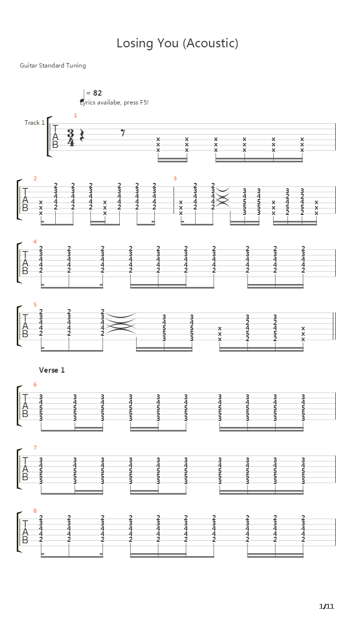 Losing You吉他谱
