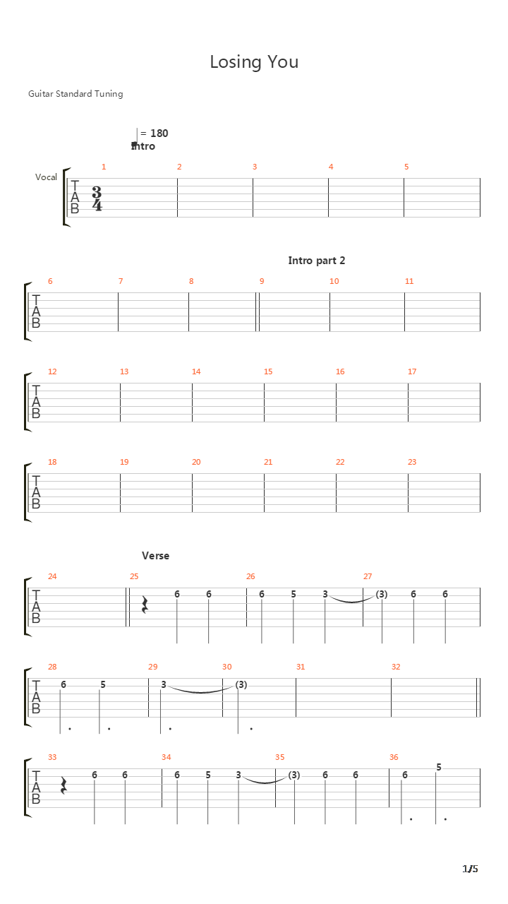 Losing You吉他谱