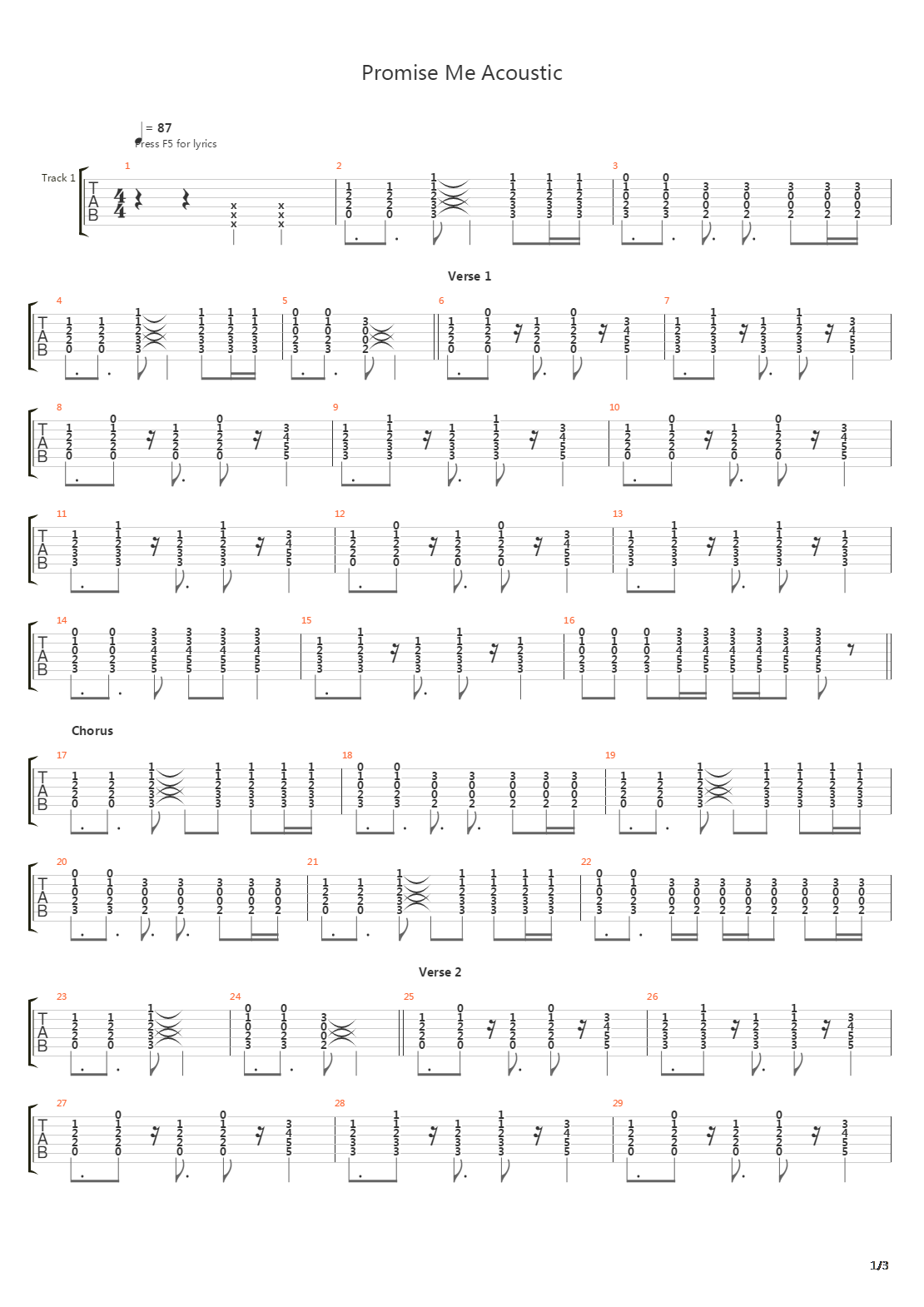 Promise Me吉他谱
