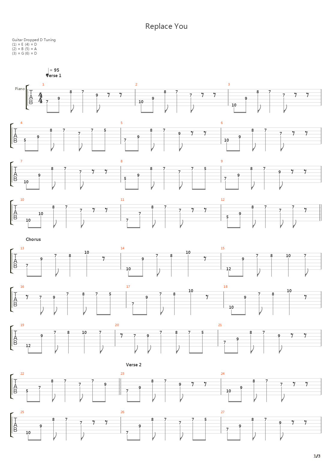Replace You吉他谱