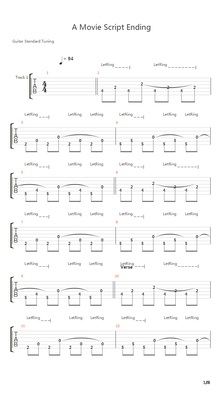 A Movie Script Ending吉他谱