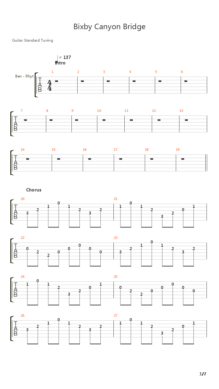 Bixby Canyon Bridge吉他谱