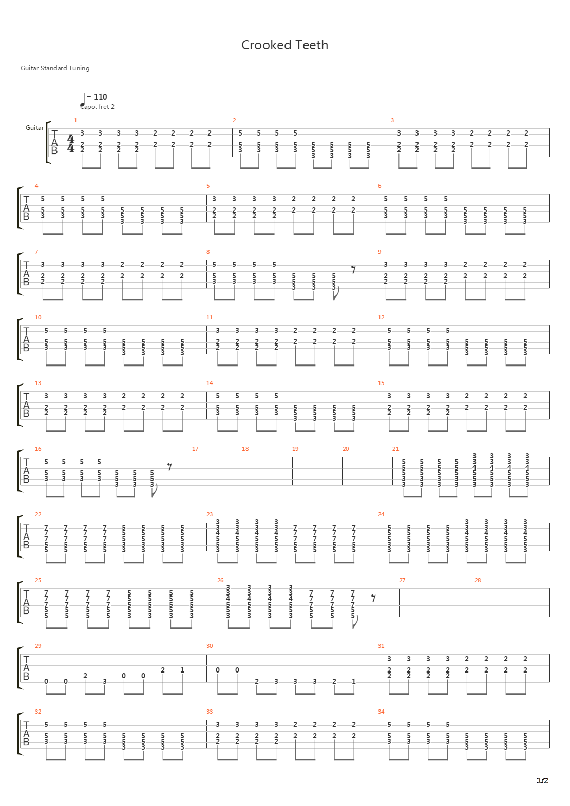 Crooked Teeth吉他谱