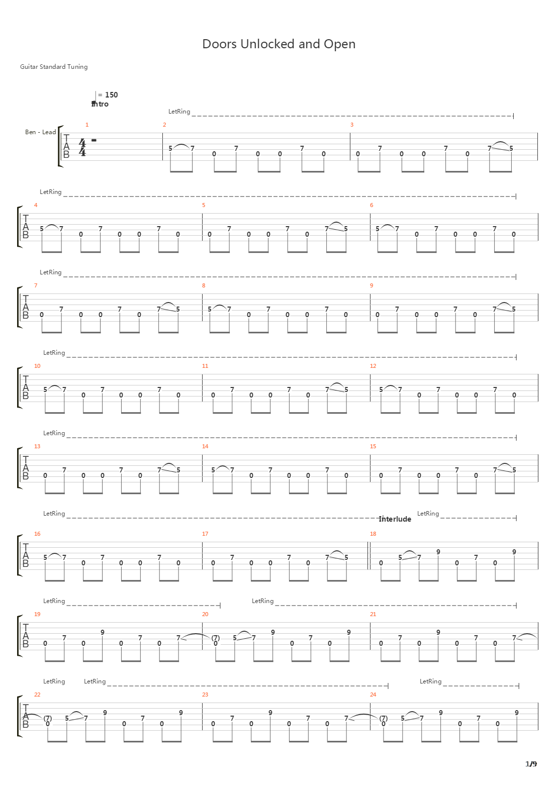 Doors Unlocked And Open吉他谱