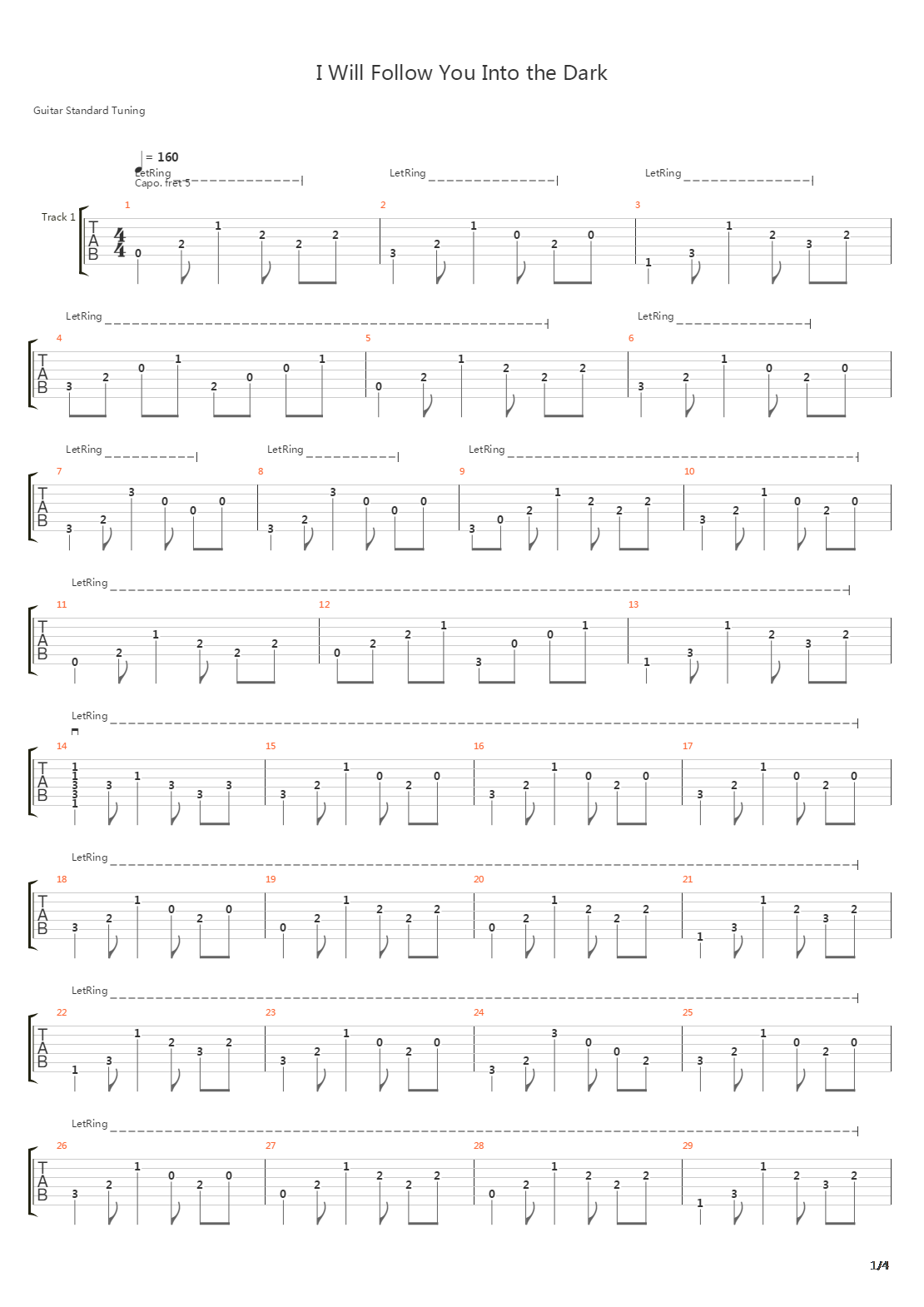 I Will Follow You Into The Dark吉他谱
