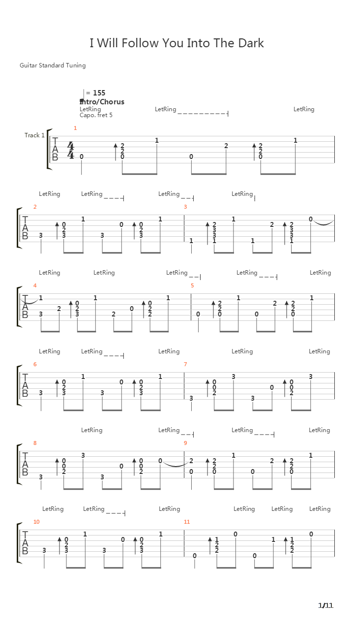 I Will Follow You Into The Dark吉他谱