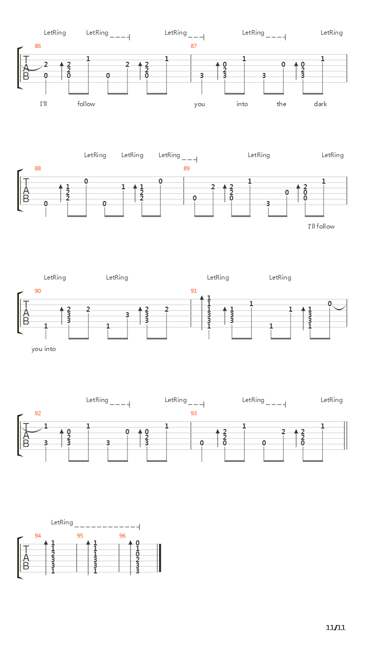 I Will Follow You Into The Dark吉他谱