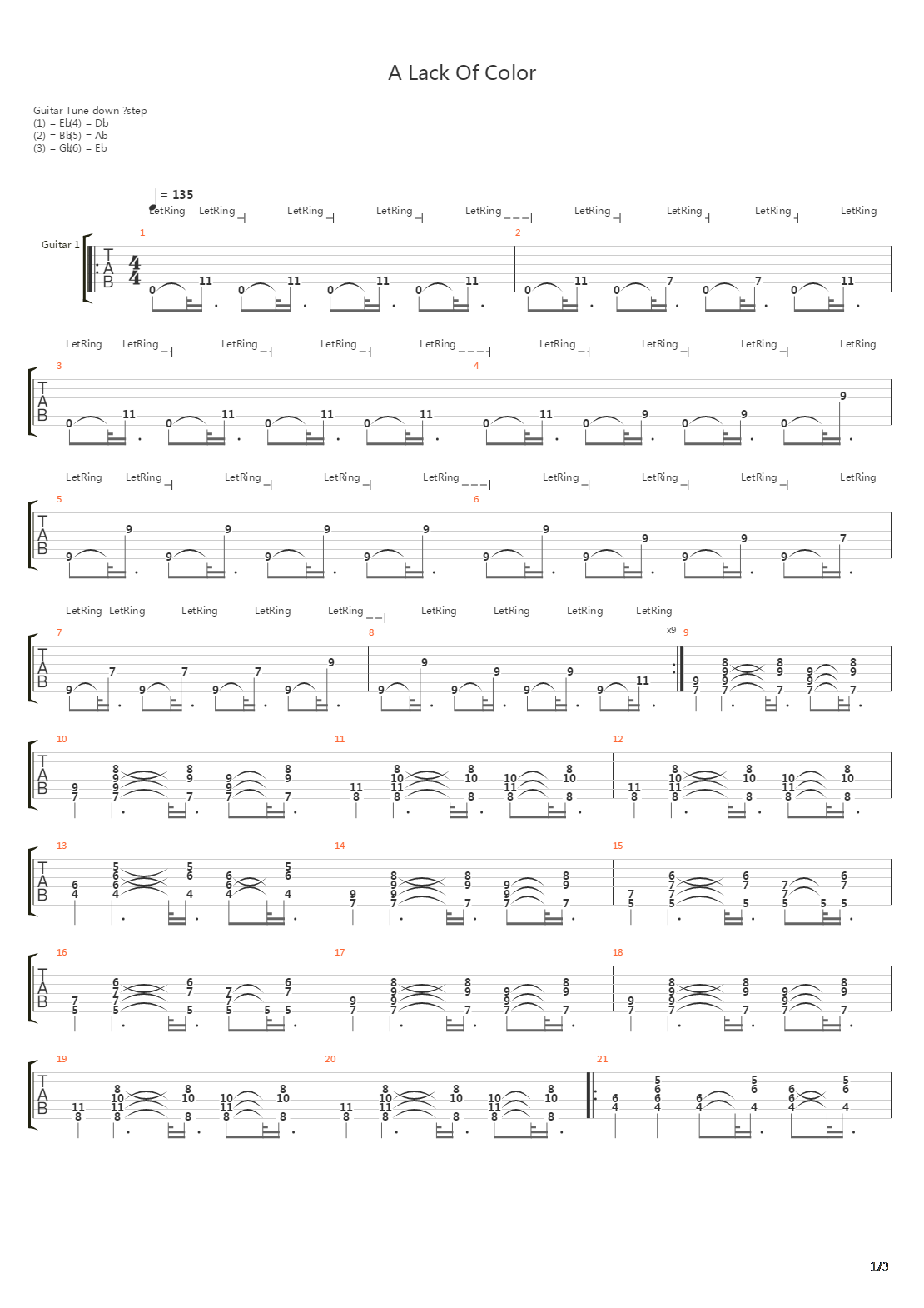 Lack Of Color吉他谱