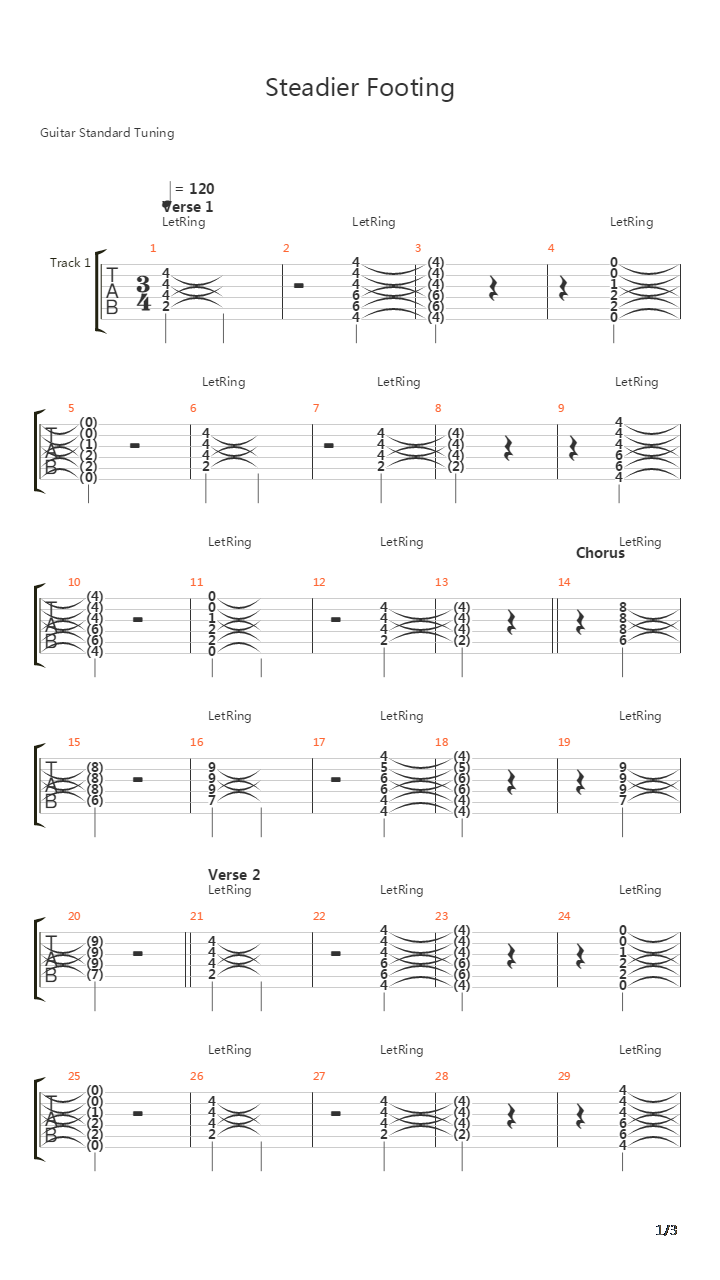 Steadier Footing吉他谱