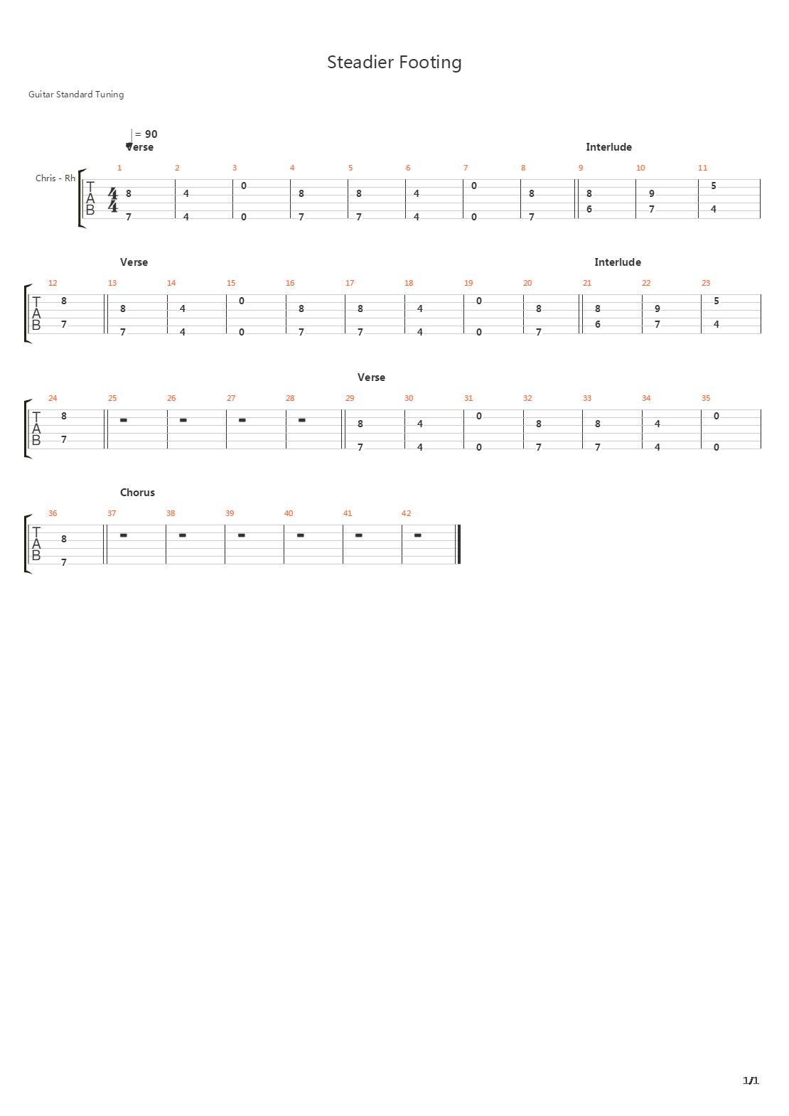 Steadier Footing吉他谱