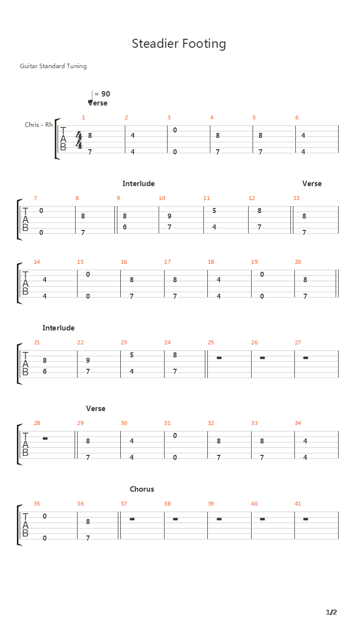 Steadier Footing吉他谱