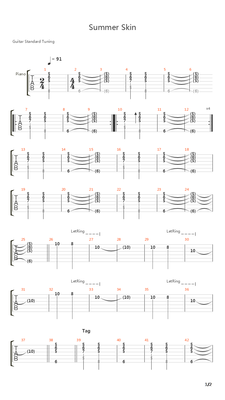 Summer Skin吉他谱