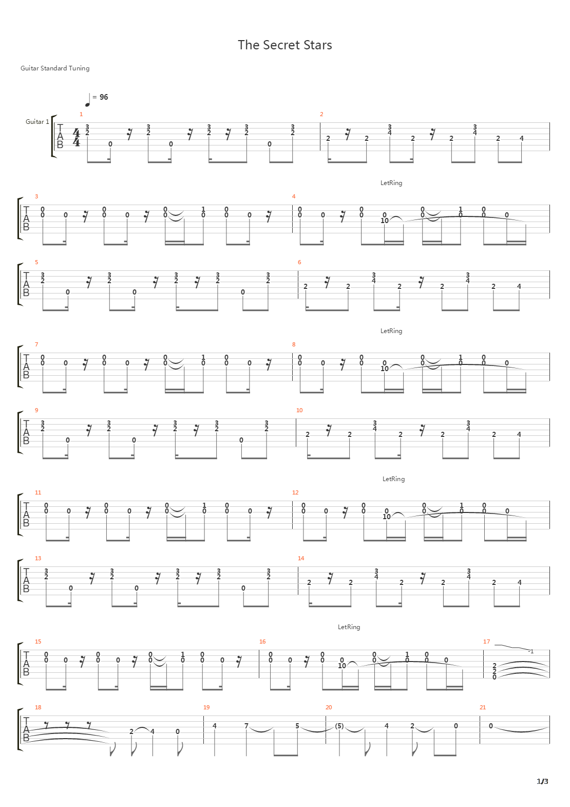 The Secret Stars Wait吉他谱