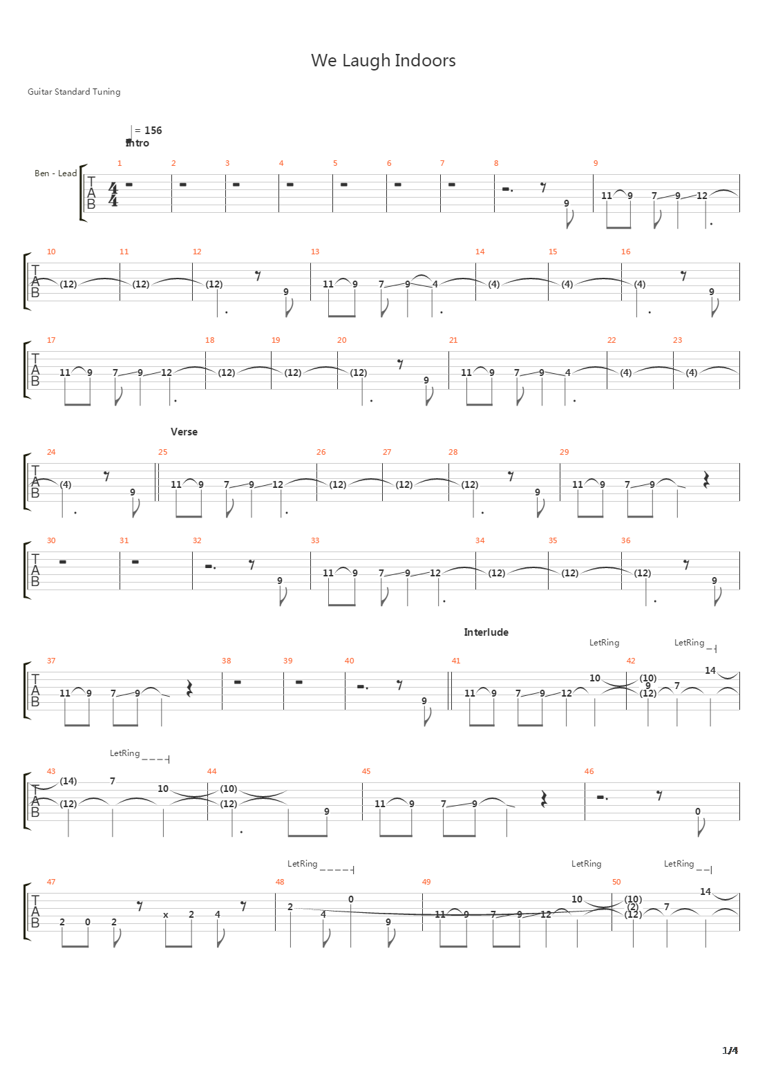 We Laugh Indoors吉他谱