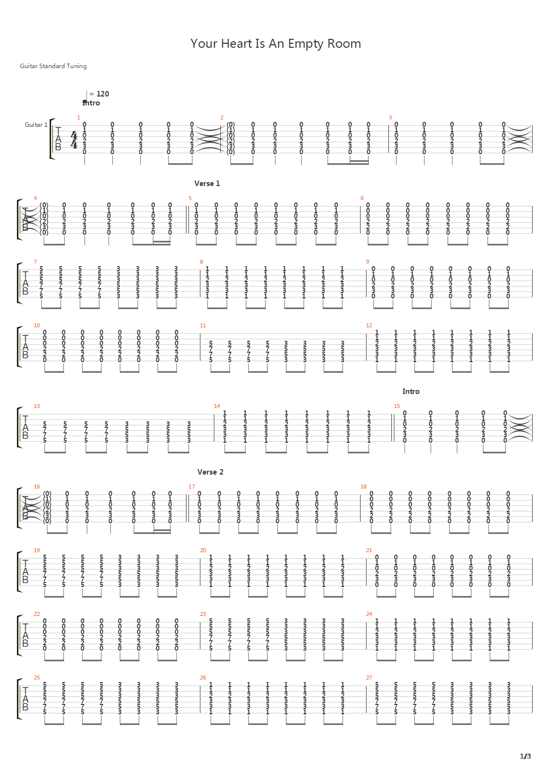 You Heart Is An Empty Room吉他谱