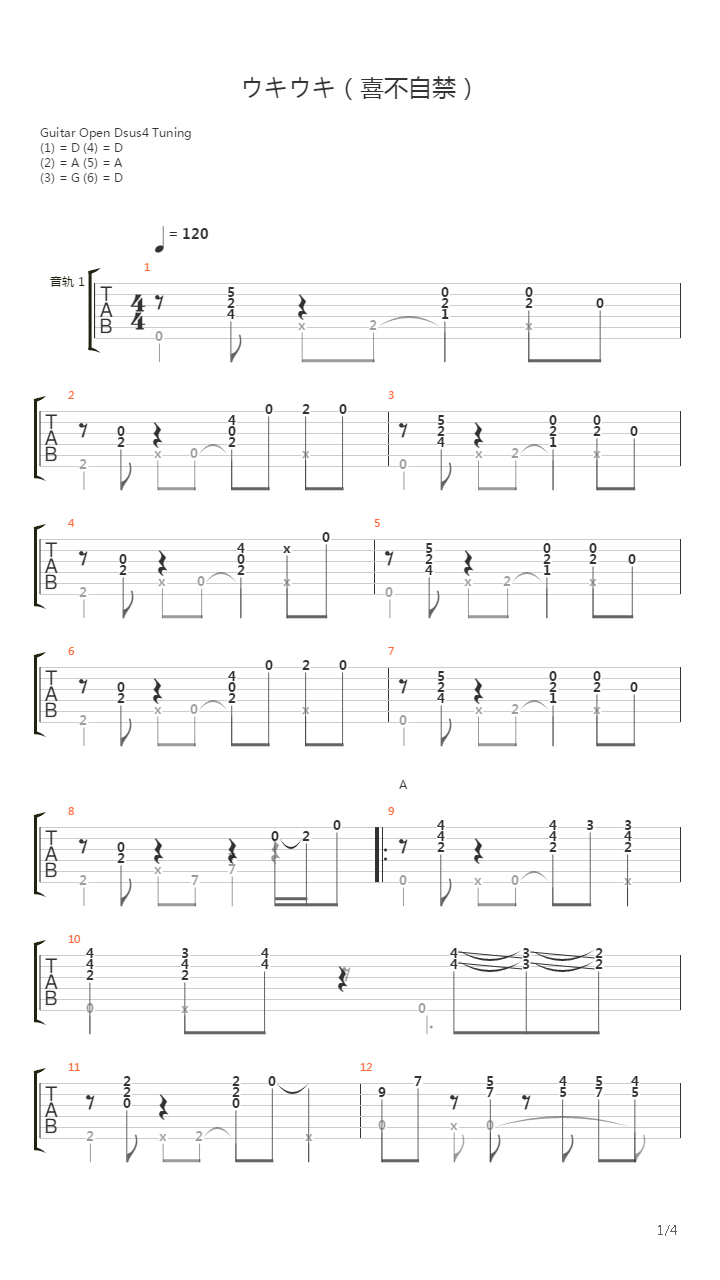 ウキウキ(喜不自禁)吉他谱