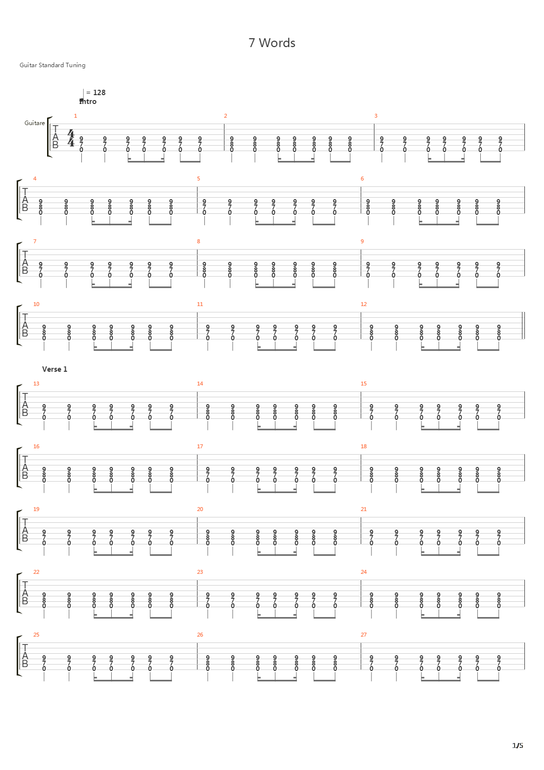 7 Words吉他谱