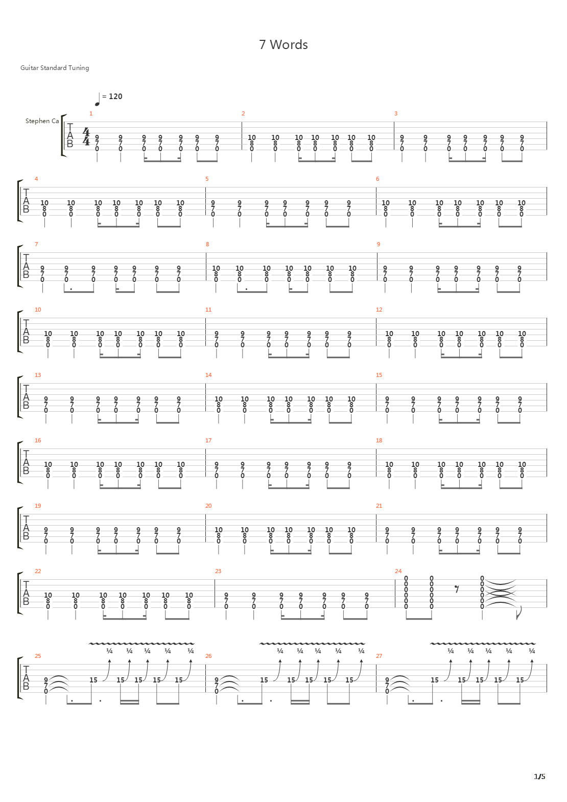 7 Words吉他谱