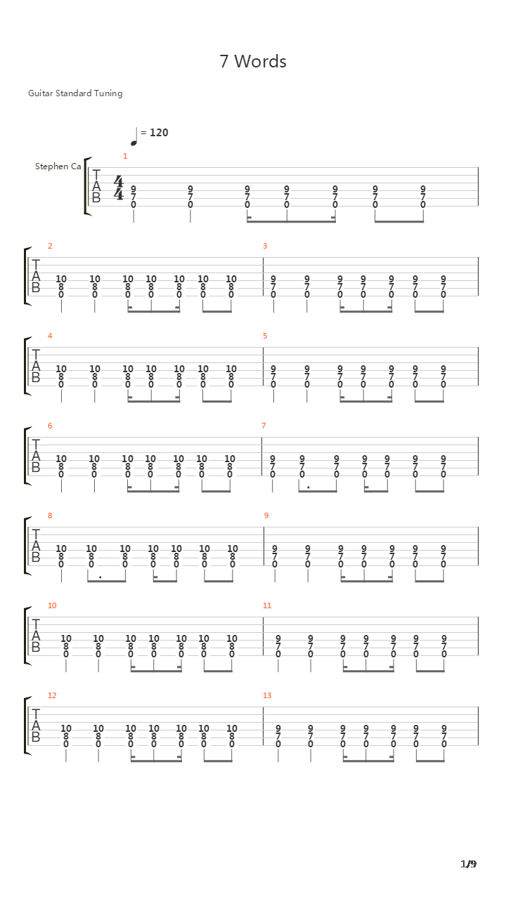 7 Words吉他谱